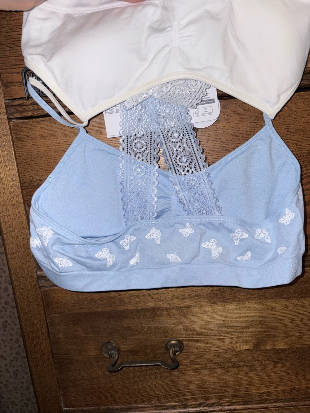 NWT 2 pack wonder nation Light Blue Butterfly & White Girls’ Bralette - XL - Picture 6 of 7